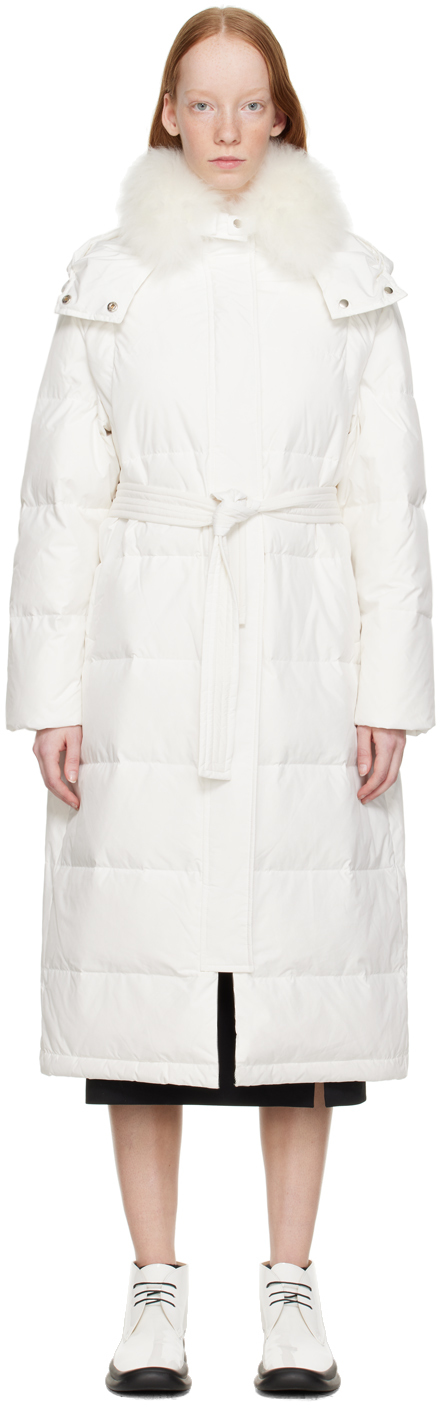 Yves Salomon White Quilted Down Jacket In A1044 Pure