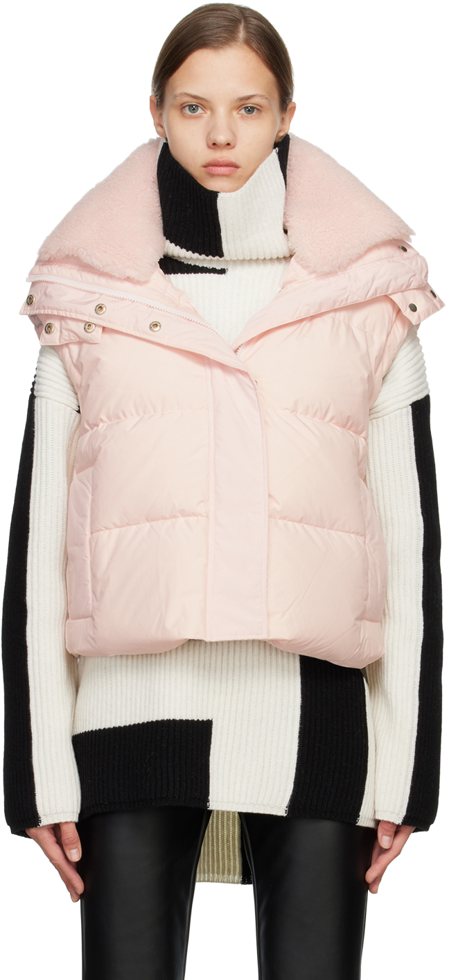 Pink Shearling Down Vest by Yves Salomon on Sale