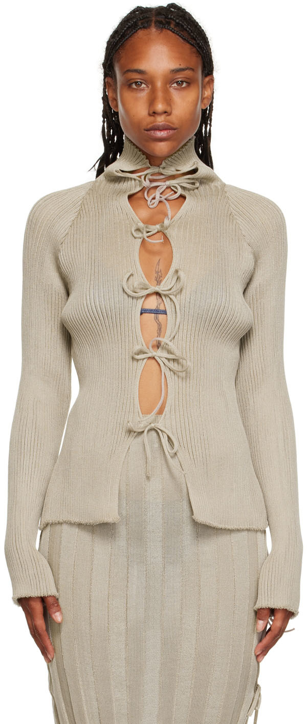 A. ROEGE HOVE: Beige Emma Cardigan | SSENSE