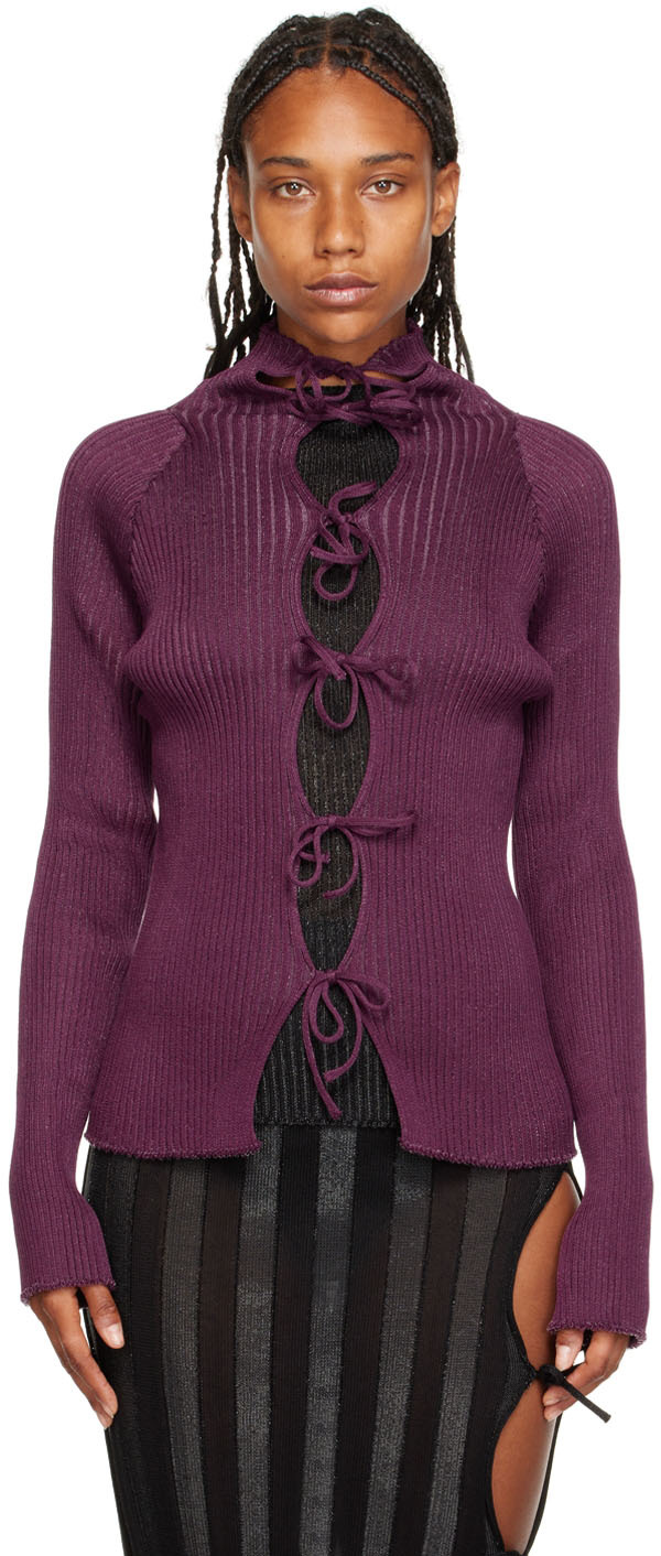 SSENSE Exclusive Burgundy Emma Cardigan by A. ROEGE HOVE on Sale