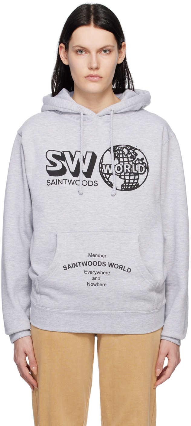 Saintwoods Grey Sw World Member Hoodie In Ash