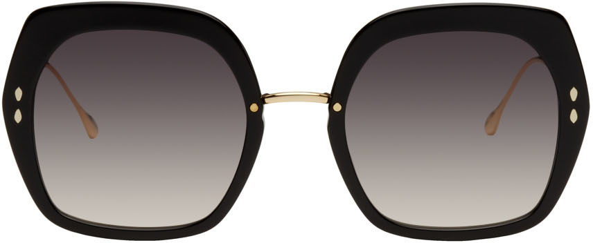 Isabel Marant Black & Gold Oversized Square Sunglasses