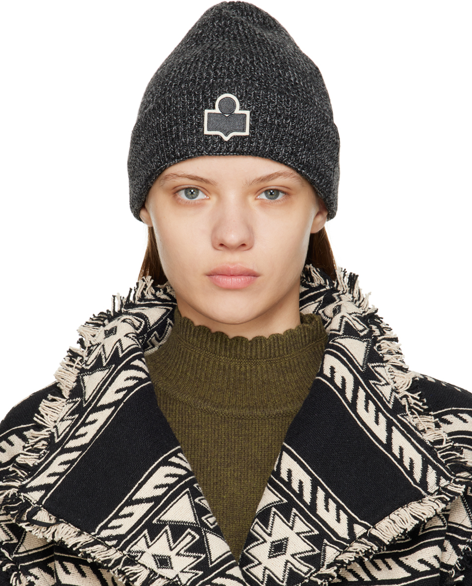 Isabel Marant Logo-patch Merino Beanie In 02an Anthracite