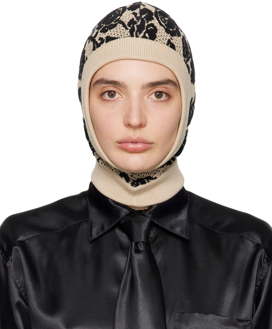 Beige Rose Jacquard Balaclava by Ernest W. Baker on Sale