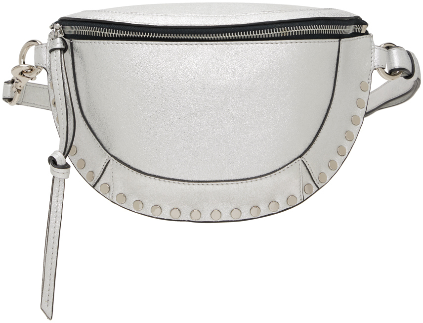 Isabel Marant Skano Studded Leather Belt Bag In 08si Silver