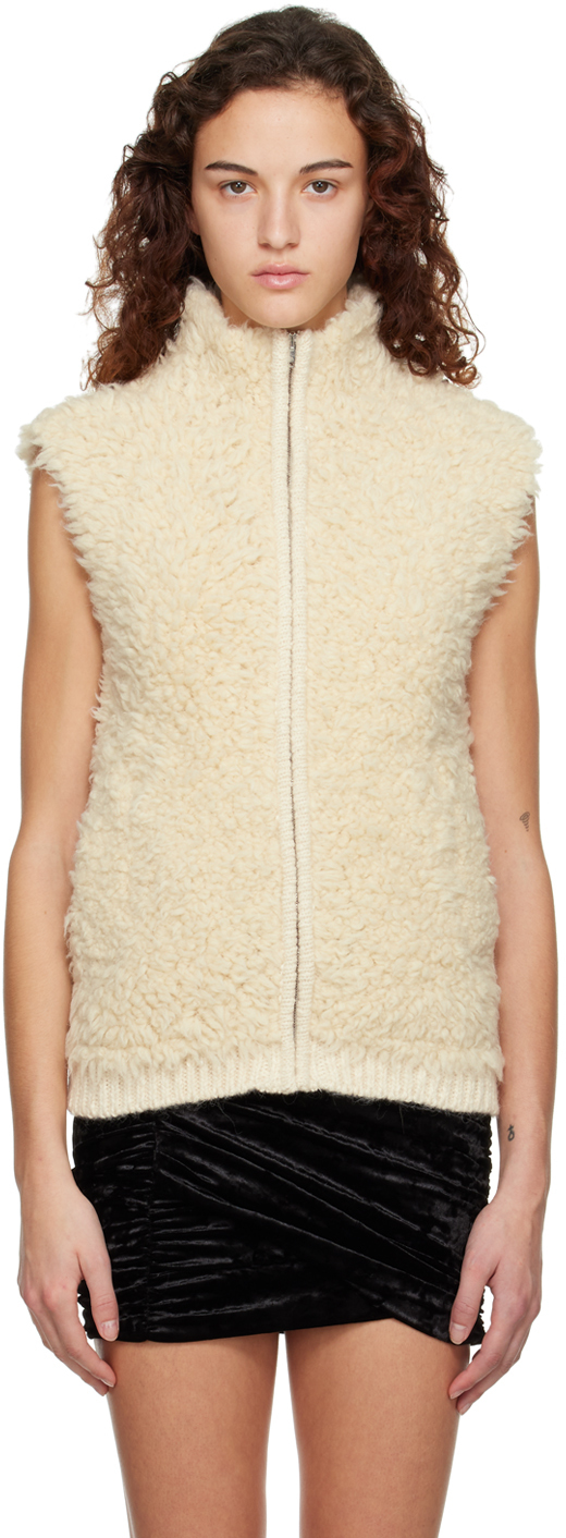 Isabel Marant: Veste Velia blanc cass?� en peau retourn?�e synth?�tique | SSENSE France