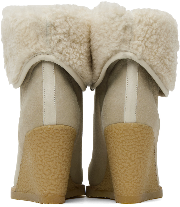 Isabel Marant Totam Shearling-trimmed Suede Ankle Boots In 90be Beige