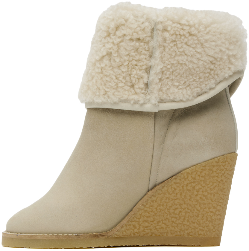 Isabel Marant Totam Shearling-trimmed Suede Ankle Boots In 90be Beige