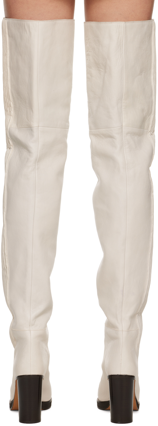 Isabel Marant Laelle Leather Over-the-knee Boots In 20wh White