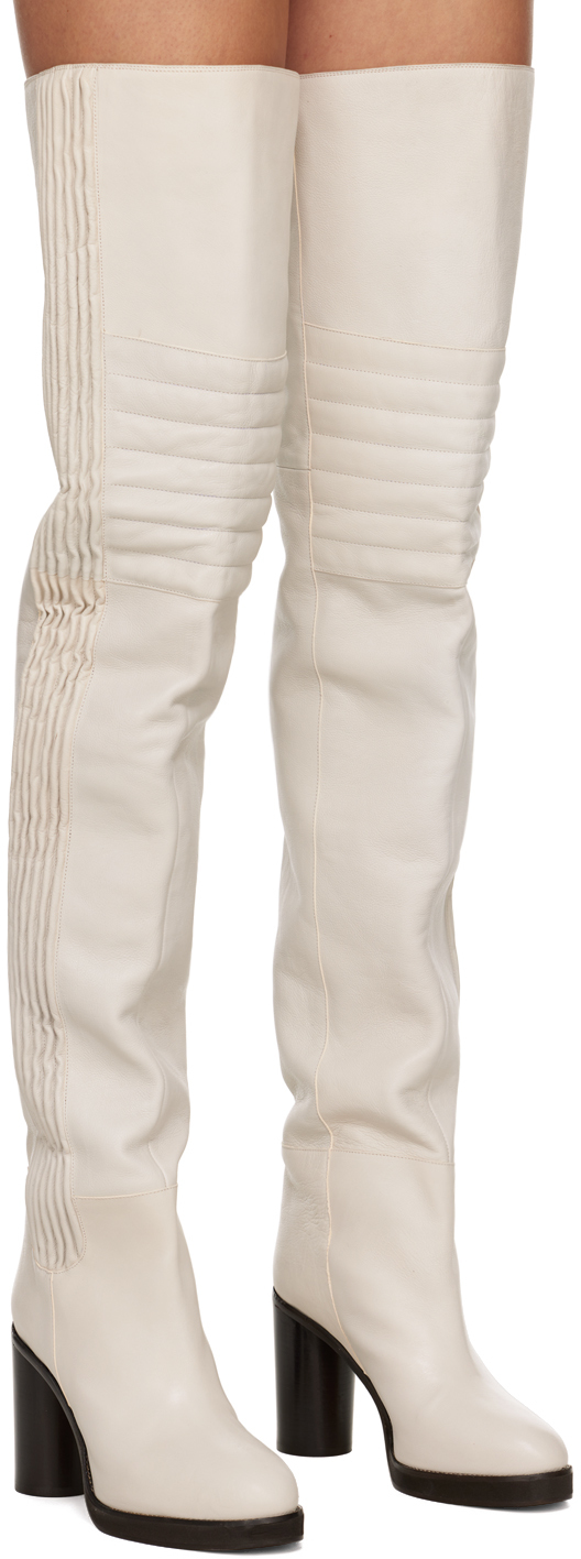 Isabel Marant Laelle Leather Over-the-knee Boots In 20wh White