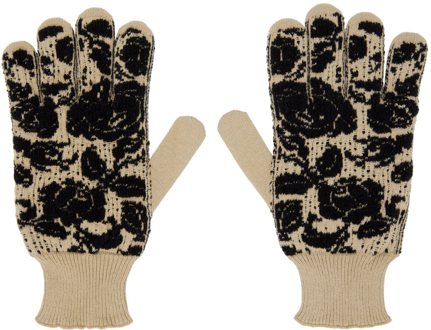 Ernest W. Baker Tan & Black Rose Gloves