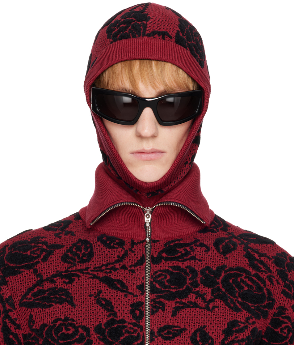Burgundy Rose Jacquard Balaclava by Ernest W. Baker on Sale