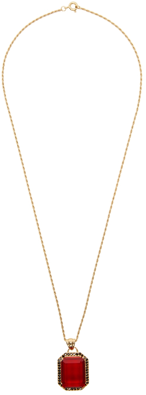 Ernest W. Baker SSENSE Exclusive Gold & Red Stone Necklace