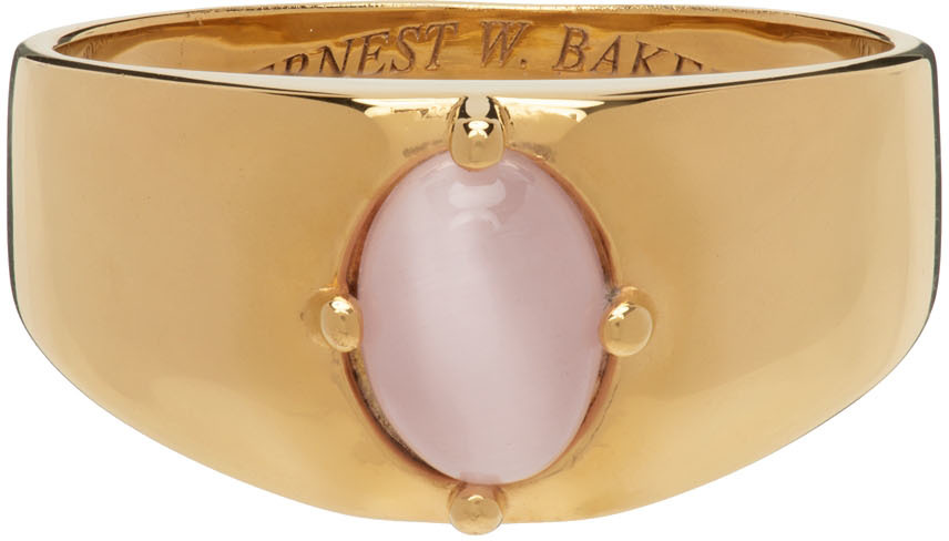 SSENSE Exclusive Gold & Pink Stone Ring by Ernest W. Baker on Sale