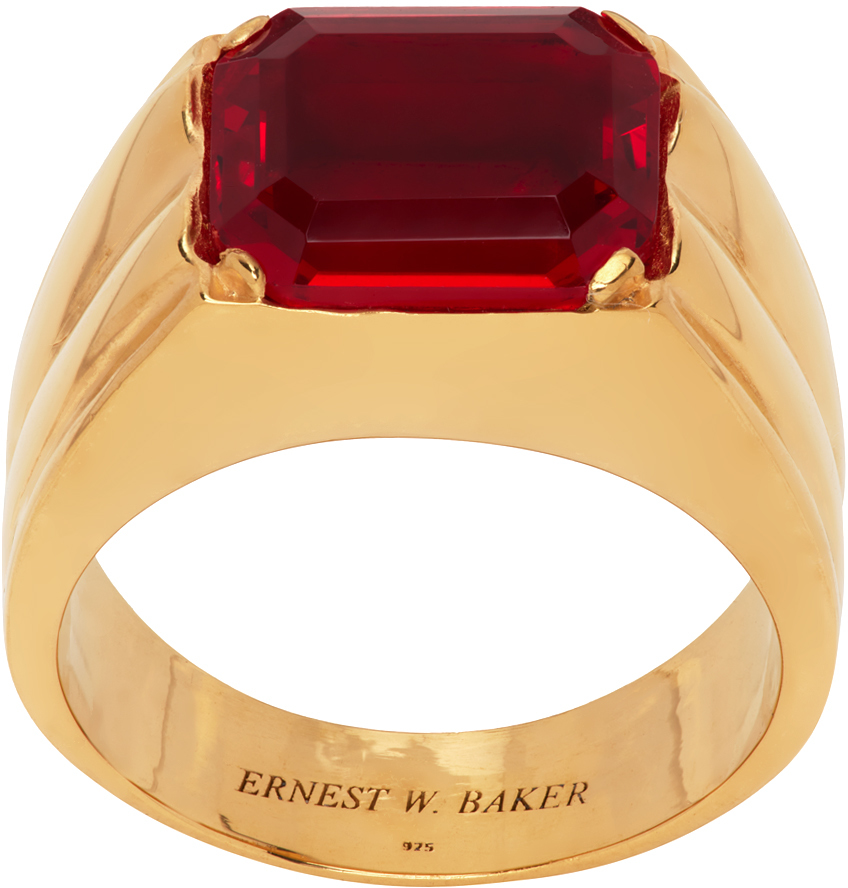 Gold & Red Stone Ring