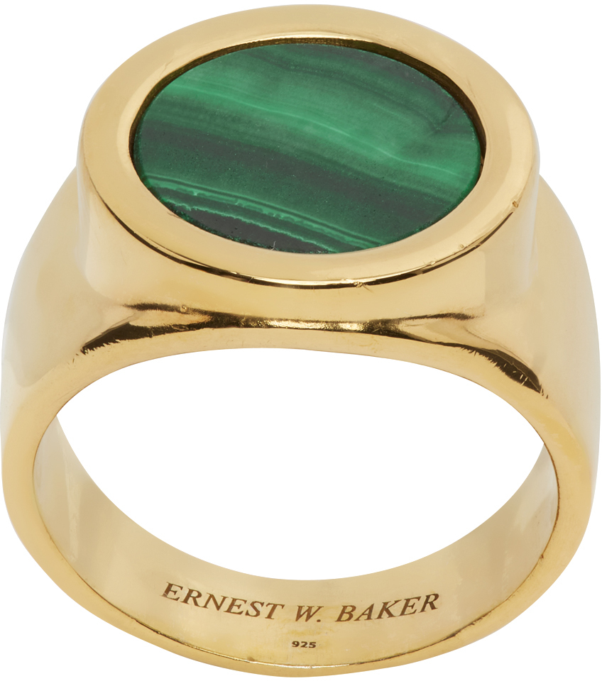 Ernest W. Baker Gold & Green Signet Ring