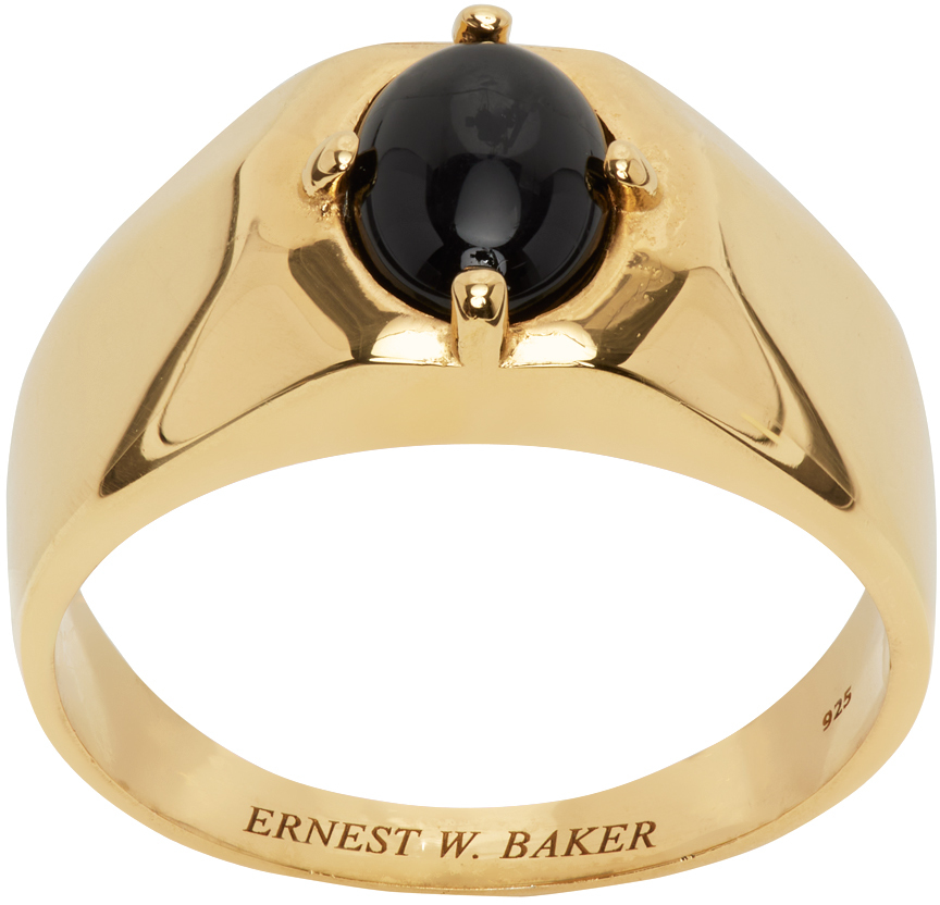 Gold & Black Stone Ring SSENSE Men Accessories Jewelry Rings 