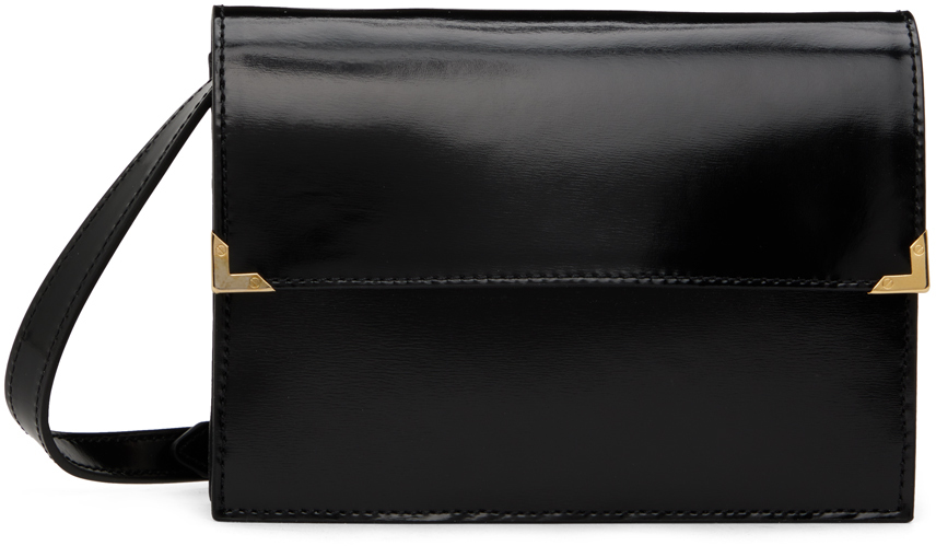 Ernest W. Baker Black 'gold Edge' Bag In Black Patent Leather