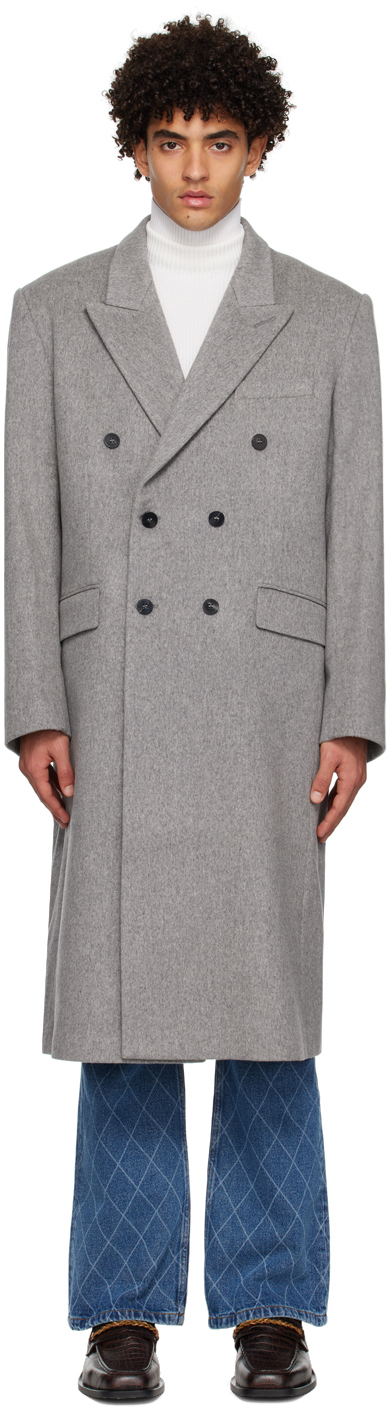 Ernest W. Baker Gray Double-Breasted Coat