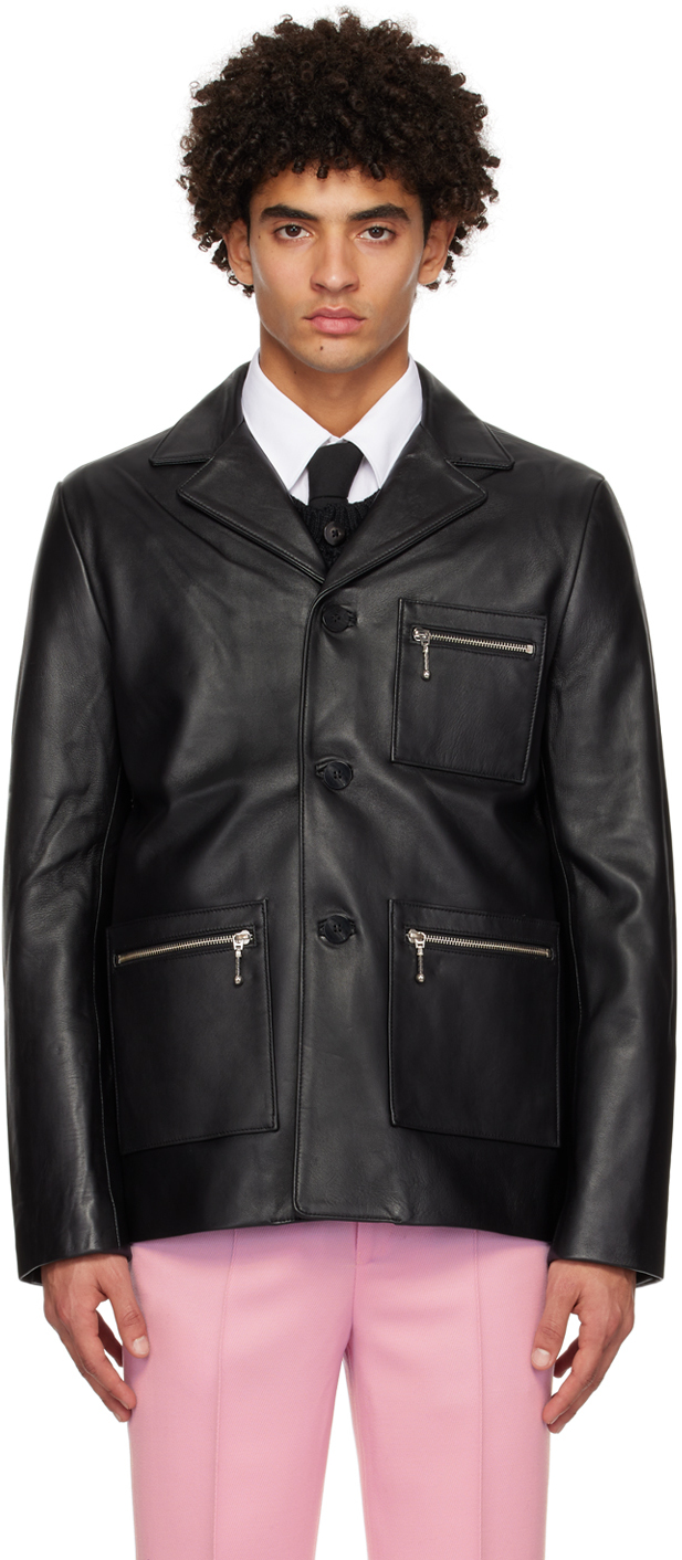 Ernest W. Baker Black Three Pocket Leather Jacket | Smart Closet