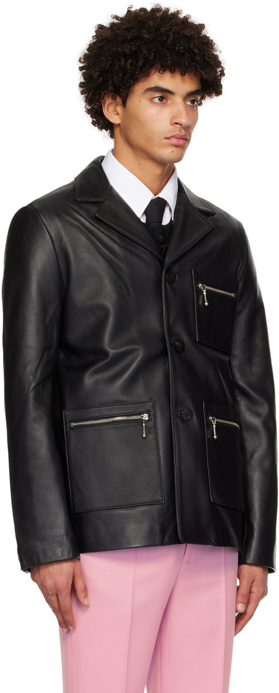 Ernest W. Baker Black Three Pocket Leather Jacket | Smart Closet