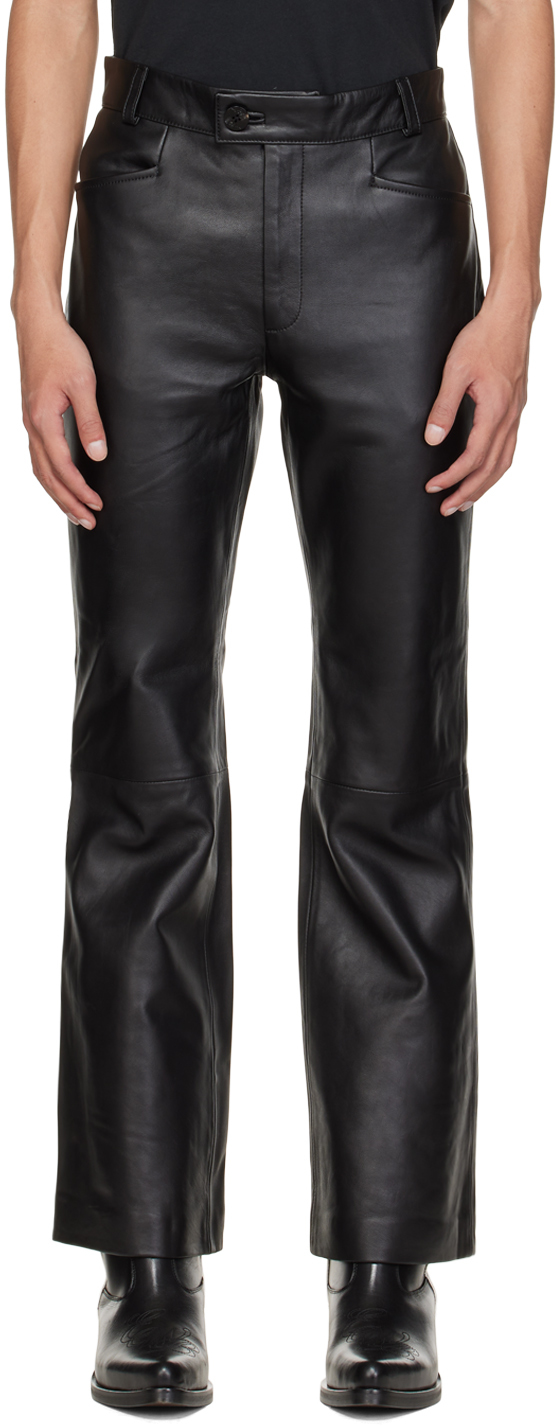 Black Distressed Leather Pants Ssense Uomo Abbigliamento Pantaloni e jeans Pantaloni Pantaloni di pelle 