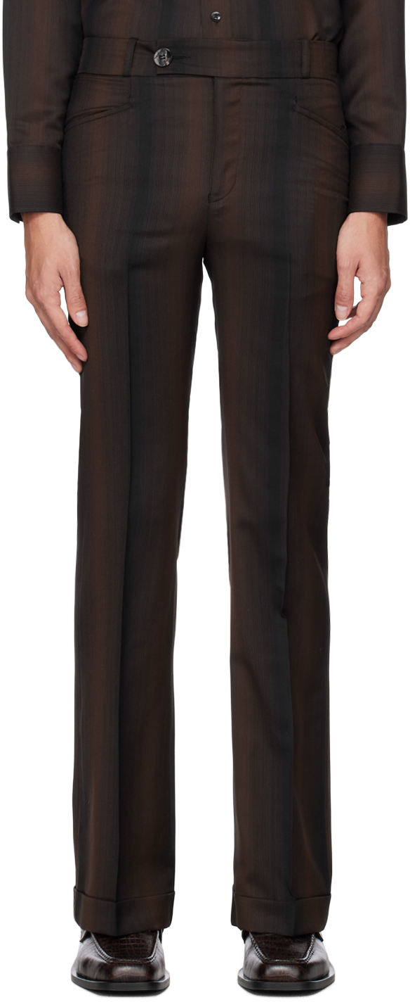 Ernest W. Baker Brown Gradient Cuffed 70s Trousers | ModeSens