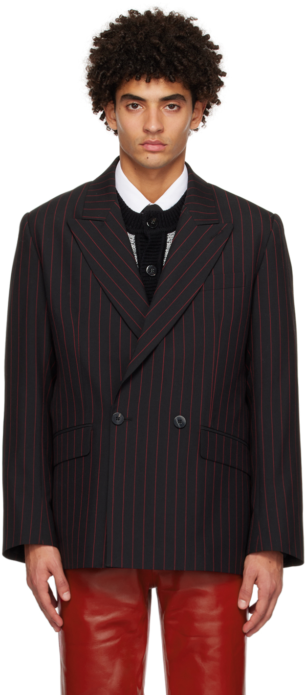 Black & Red Pinstripe Blazer