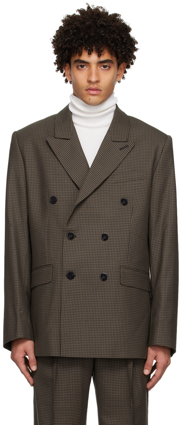 Ernest W. Baker Brown Double-Breasted Blazer