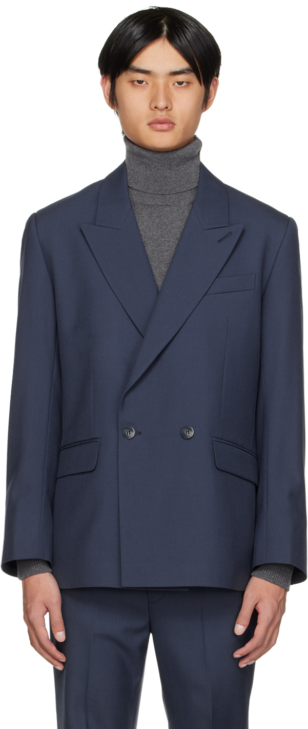 SSENSE Exclusive Navy Double-Breasted Blazer