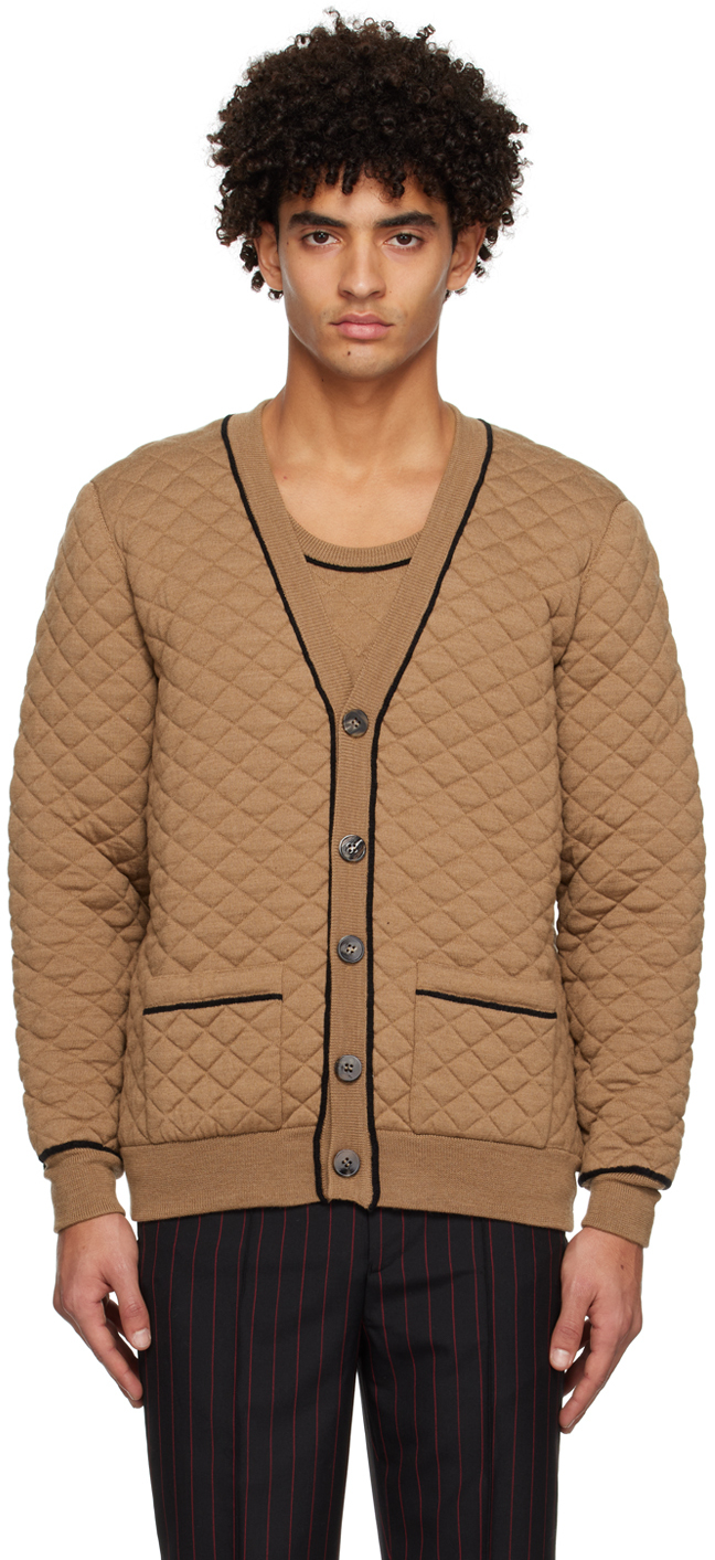 Ernest W. Baker Tan Quilted Cardigan