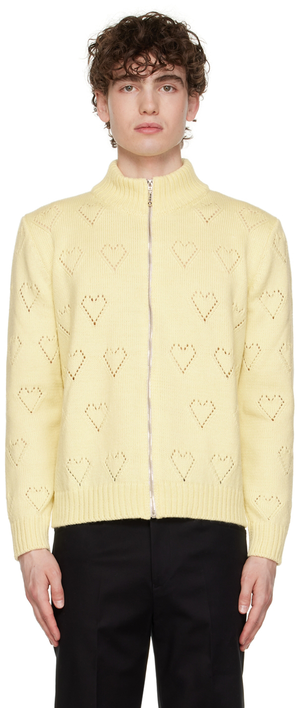 Ernest W. Baker Ssense Exclusive Yellow Hearts Sweater In Light Yello