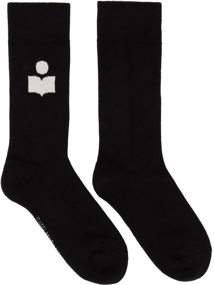 Isabel Marant Black Sporty Logo Socks