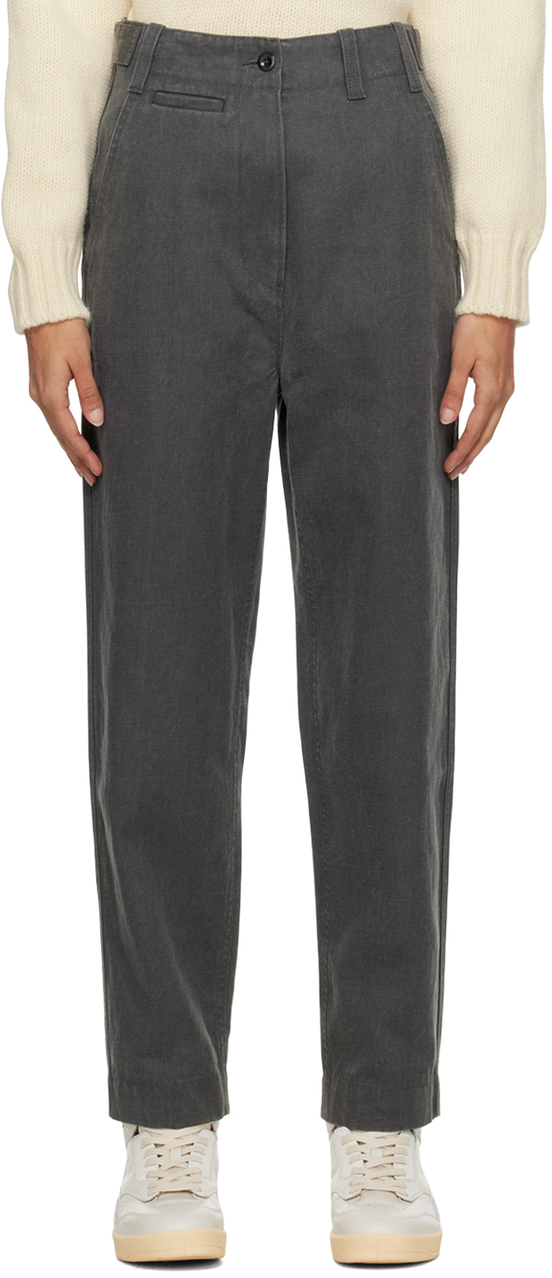 Margaret Howell Gray Tapered Trousers In Lead | ModeSens