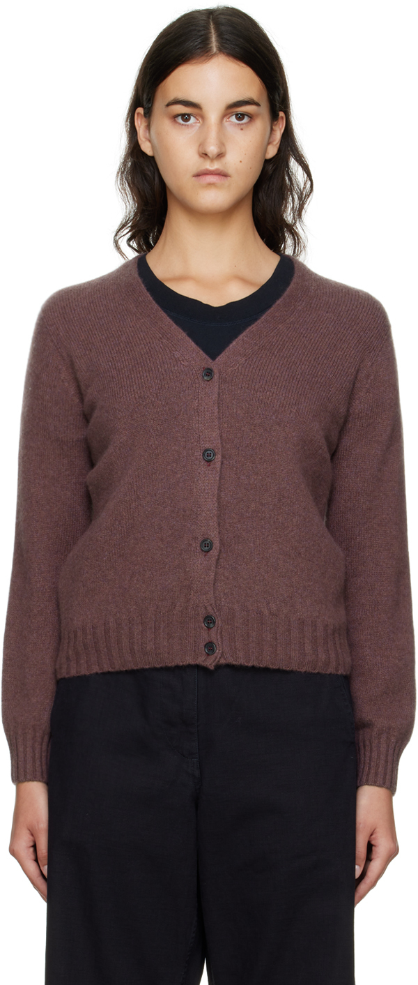 Purple Womens Clothing Jumpers and knitwear Cardigans Margaret Howell Burgundy Cashmere Cardigan in Heather 