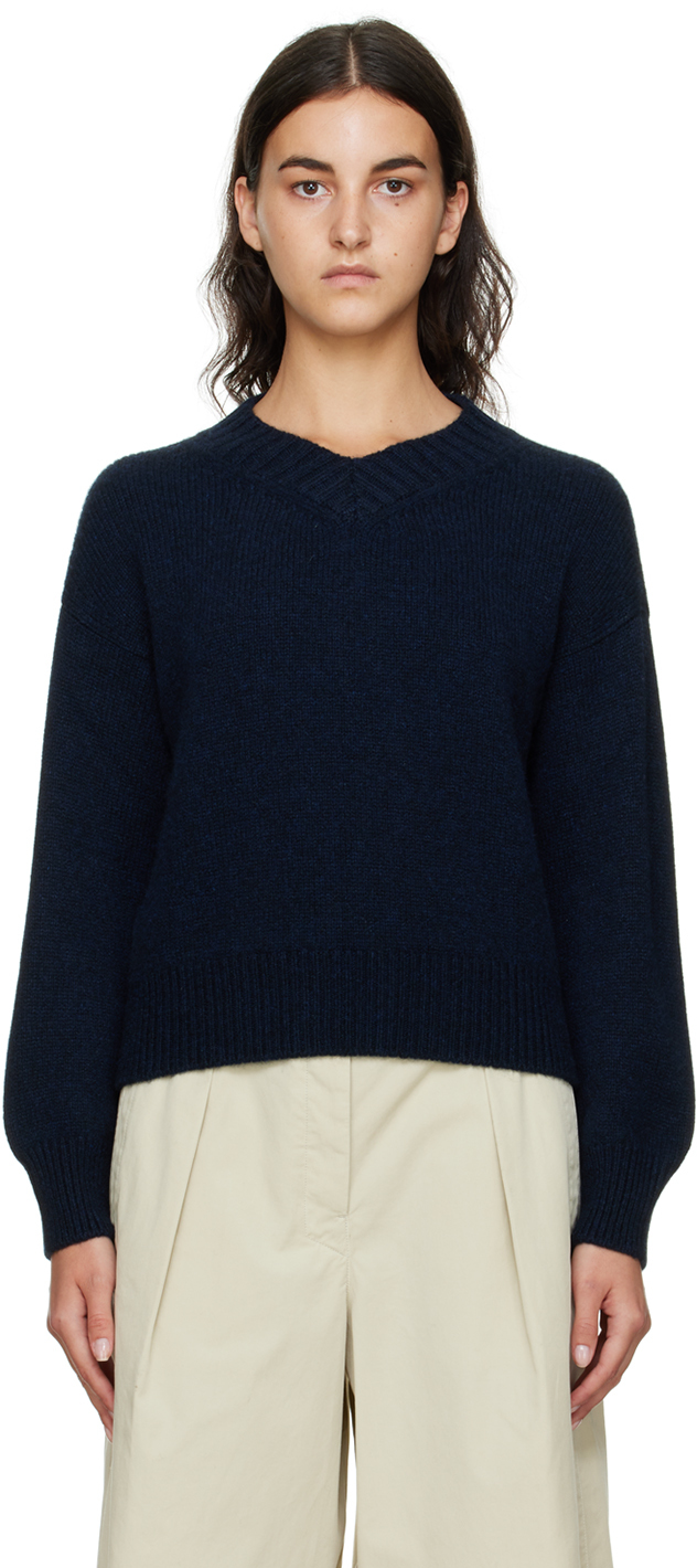 Margaret Howell Navy Ribbed Sweater