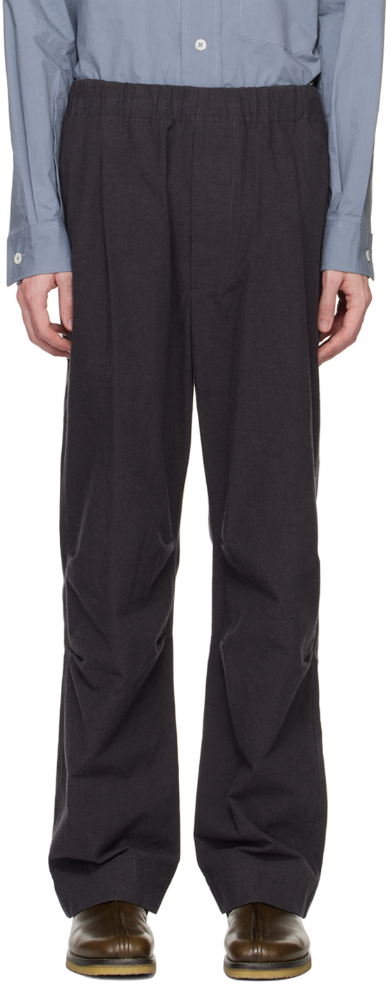 Margaret Howell Gray Pleated Trouser In Charcoal