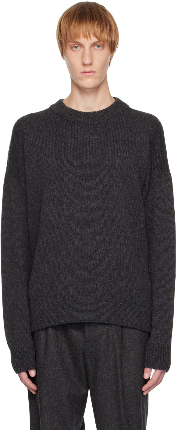 Margaret Howell Gray Fishermans Sweater In Storm Grey
