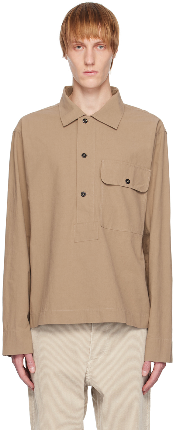 Mhl By Margaret Howell Khaki Button Placket Shirt In Mouse