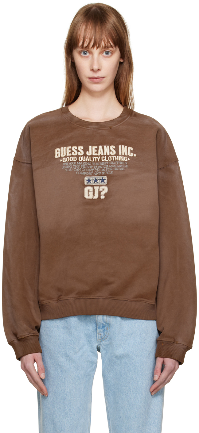 GUESS USA Brown Embroidered Sweatshirt