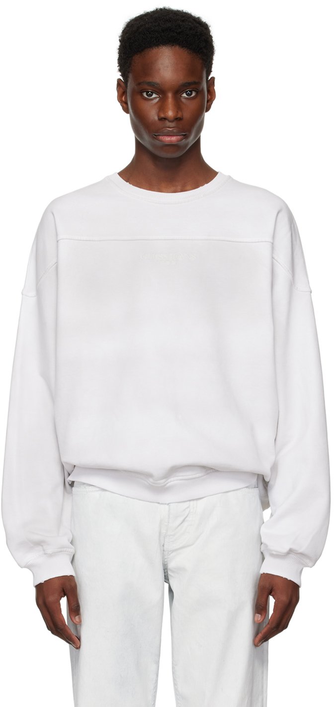White Classic Sweatshirt by Guess Jeans U.S.A. on Sale