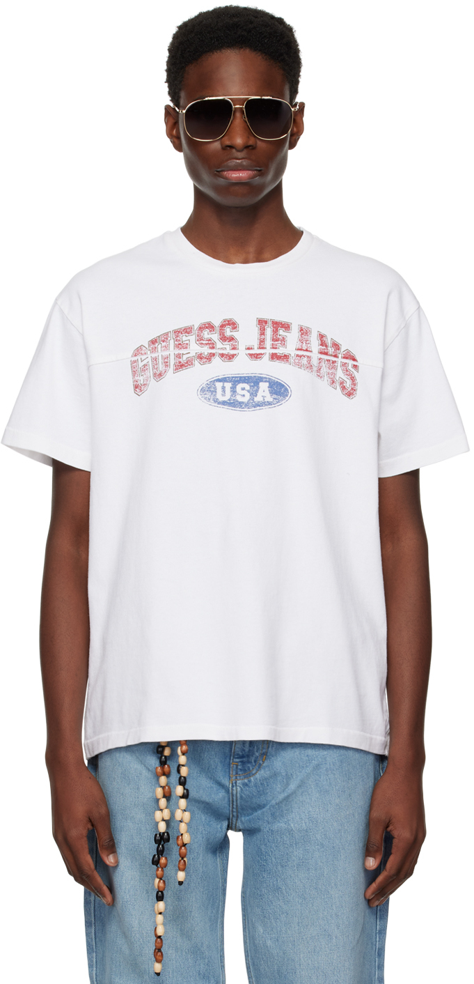 skraber Cosmic Normalt White Print T-Shirt by GUESS USA on Sale