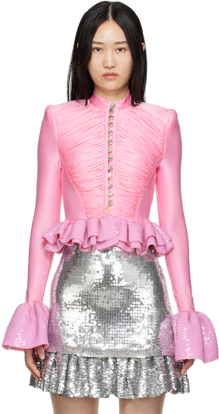 Paco Rabanne: Pink Sequinned Blouse | SSENSE