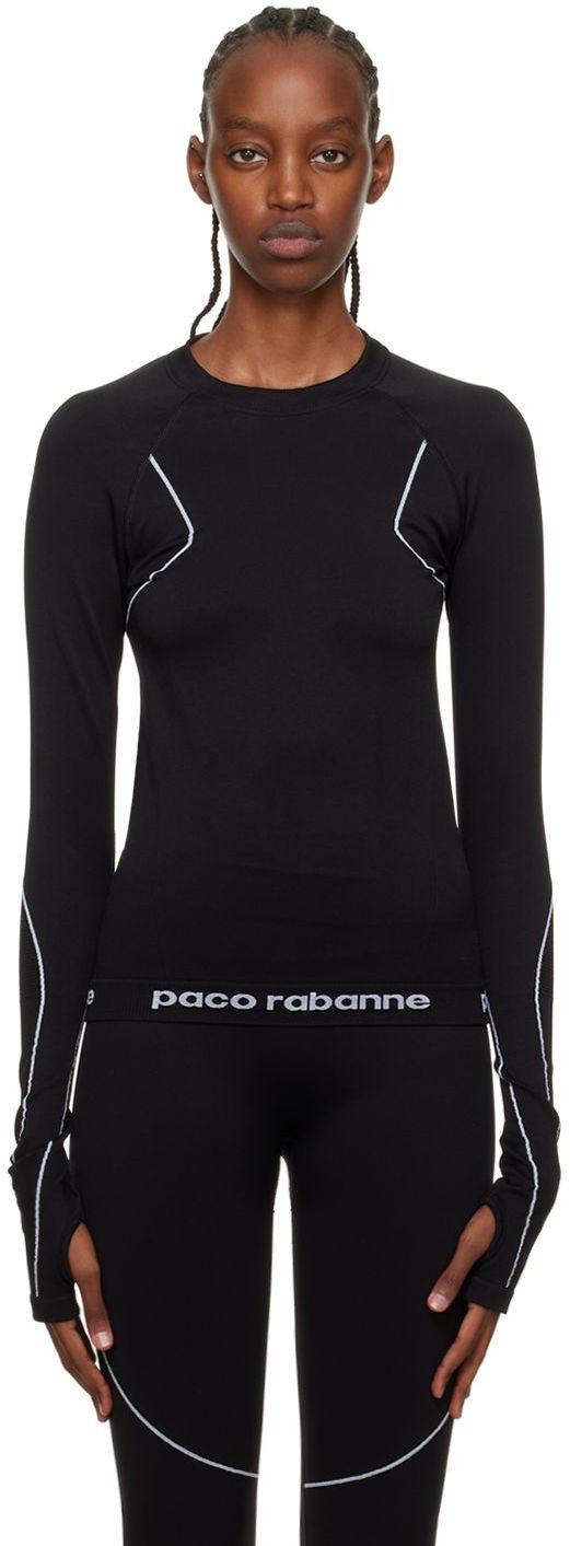 Paco Rabanne Black Embroidered Sport Top