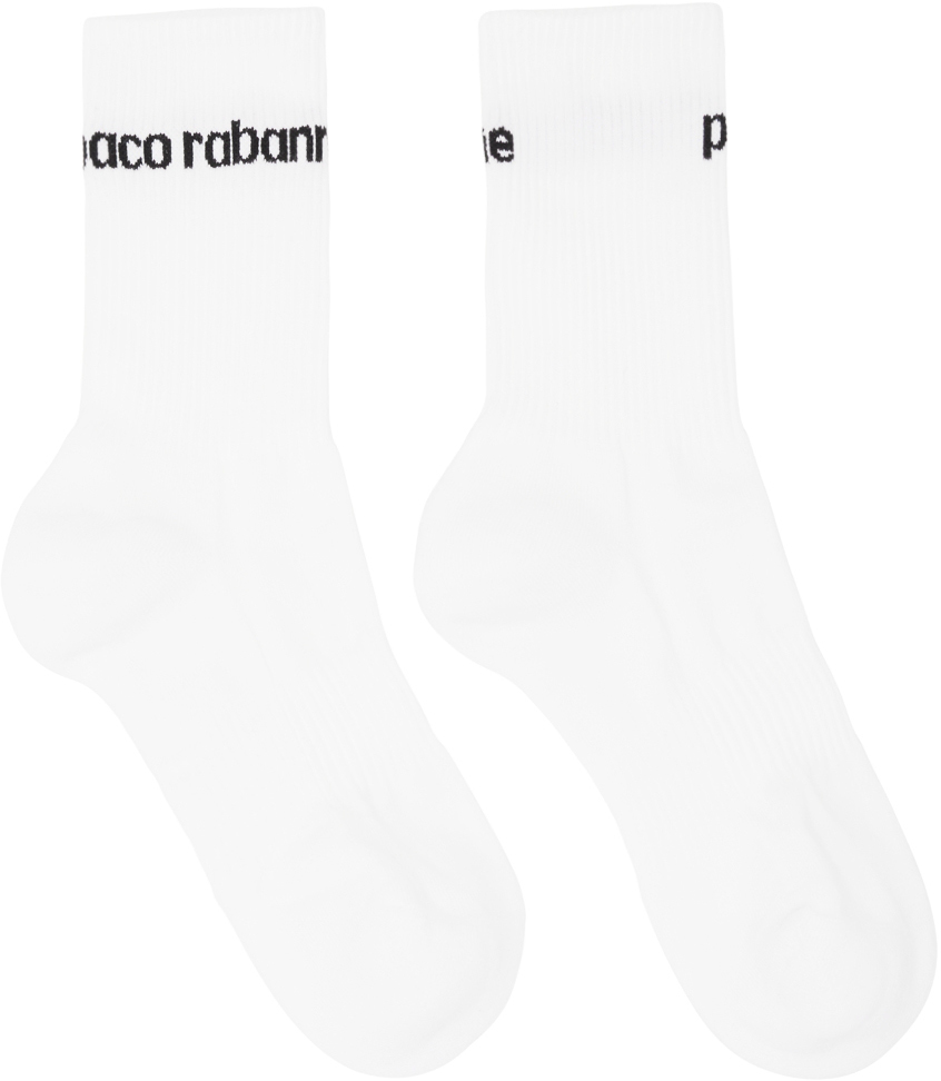 Paco Rabanne White Jacquard Socks