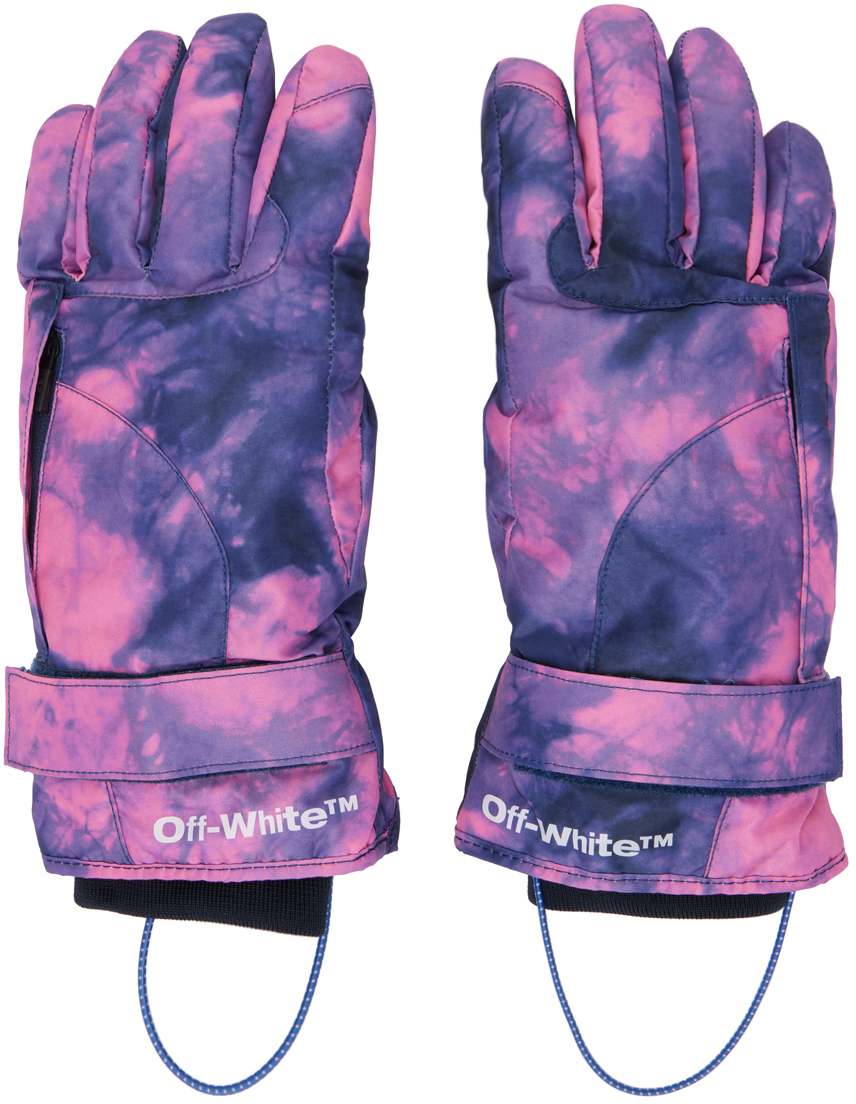 OFF-WHITE PINK & BLUE TIEDYE ORG SEAMS SKI GLOVES