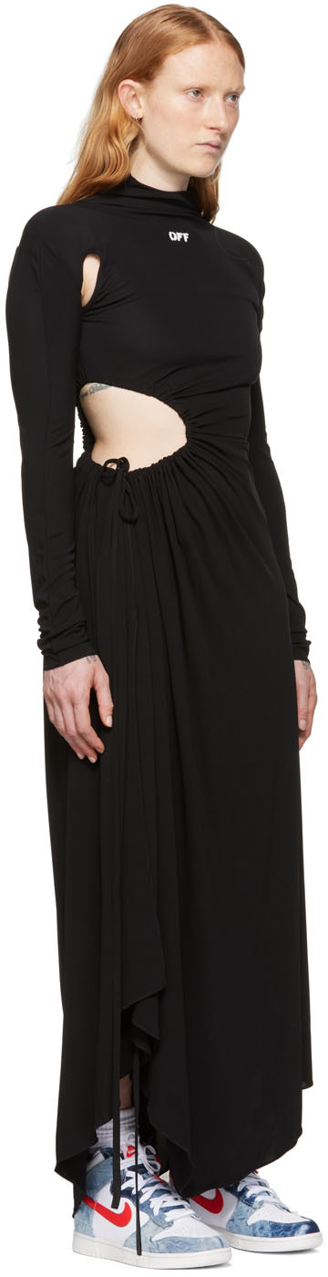 Off-white Black Cut-out Midi Dress In Black White