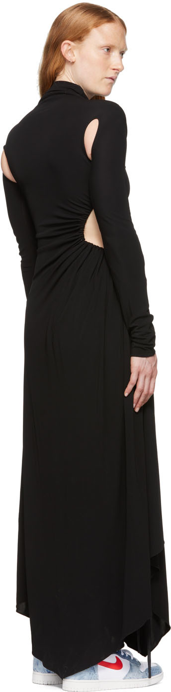 Off-white Black Cut-out Midi Dress In Black White