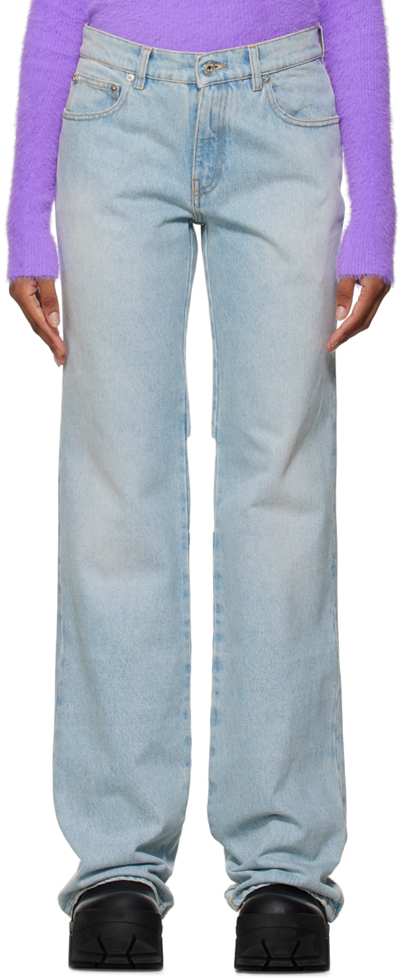 OFF-WHITE BLUE BLEACH BABY BAGGY JEANS