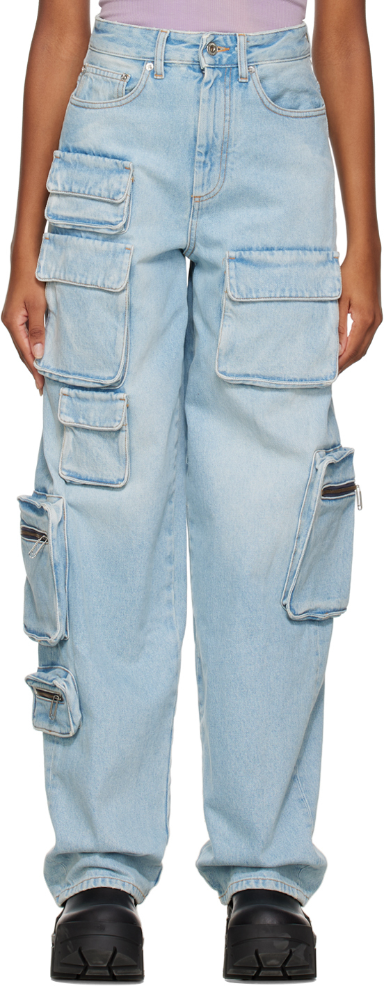 Blue Bleach Multipocket Jeans